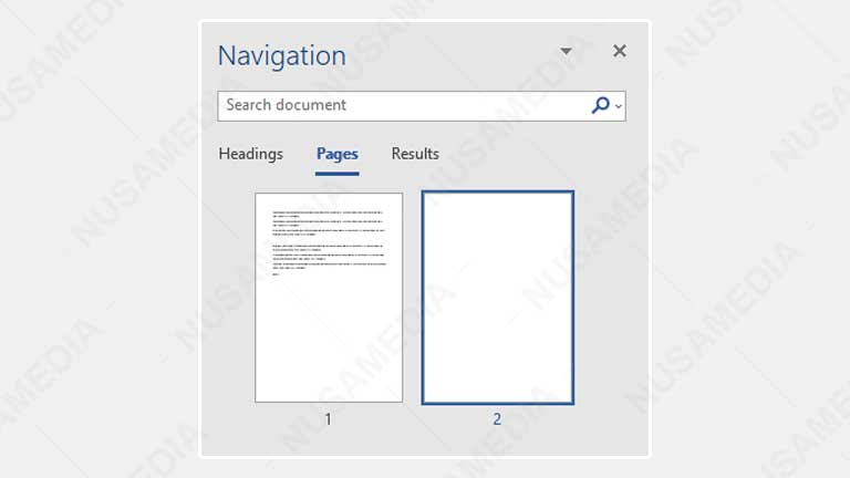 hapus halaman word dengan navigation pane